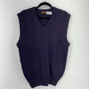 Vintage Botany 500 Men's Large Cable Knit Sweater‎ Vest Preppy Ivy League Wool